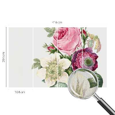 Peel and stick wallpaper mural with a floral bouquet design