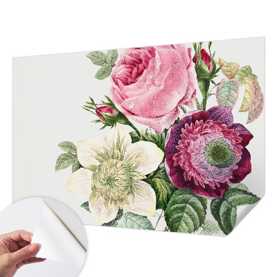 Peel and stick wallpaper mural with a floral bouquet design