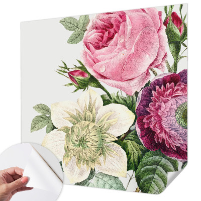 Peel and stick wallpaper mural with a floral bouquet design