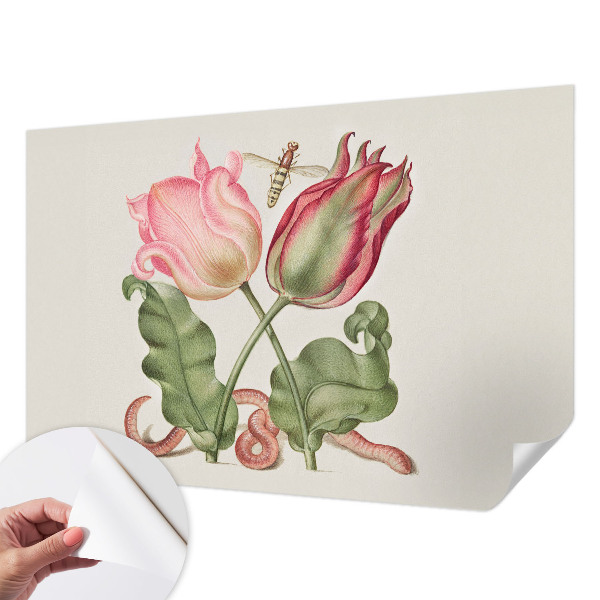 Peel and stick wall mural featuring a tulip design