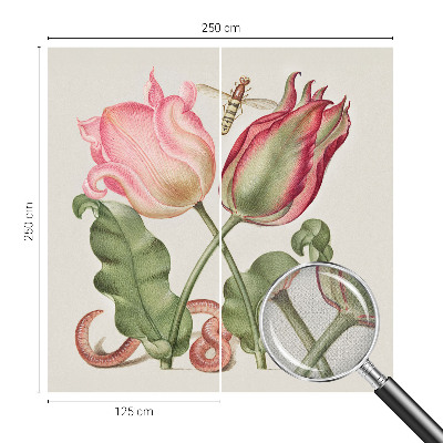 Peel and stick wall mural featuring a tulip design
