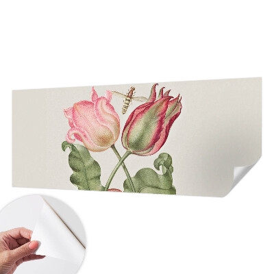Peel and stick wall mural featuring a tulip design