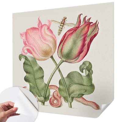 Peel and stick wall mural featuring a tulip design