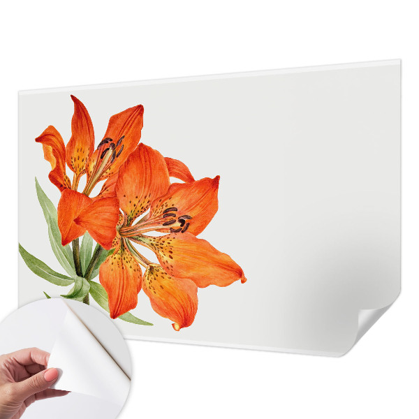 Stick-on wall mural with an orange lily design