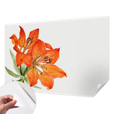 Stick-on wall mural with an orange lily design