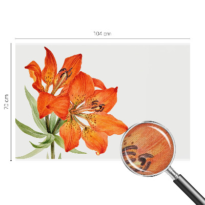 Stick-on wall mural with an orange lily design