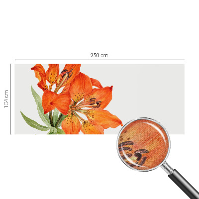 Stick-on wall mural with an orange lily design