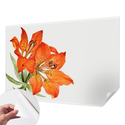 Stick-on wall mural with an orange lily design
