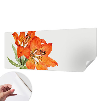 Stick-on wall mural with an orange lily design