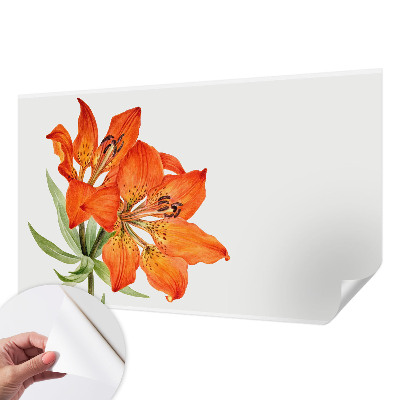 Stick-on wall mural with an orange lily design