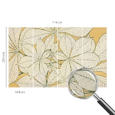 Peel and stick wall mural for living room with a chestnut leaves design