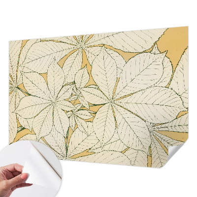 Peel and stick wall mural for living room with a chestnut leaves design