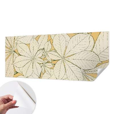 Peel and stick wall mural for living room with a chestnut leaves design