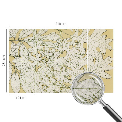 Removable wall mural wallpaper with a tree leaf pattern