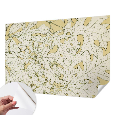 Removable wall mural wallpaper with a tree leaf pattern