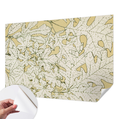 Removable wall mural wallpaper with a tree leaf pattern