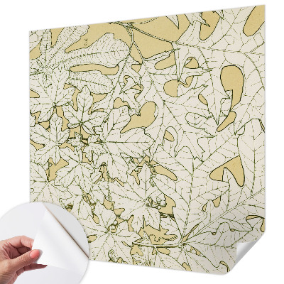 Removable wall mural wallpaper with a tree leaf pattern
