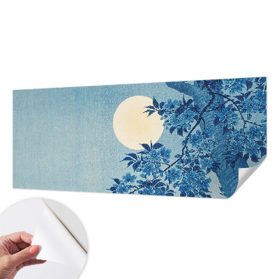 Peel and stick wall mural for kids' room with a flower moon design