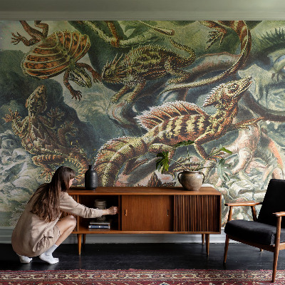 Baby room wall mural with an exotic reptiles design