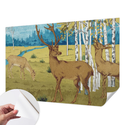 Removable wall mural featuring a forest harmony design