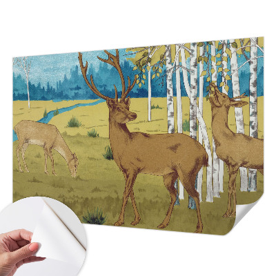 Removable wall mural featuring a forest harmony design