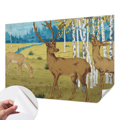 Removable wall mural featuring a forest harmony design