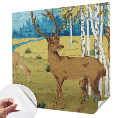 Removable wall mural featuring a forest harmony design