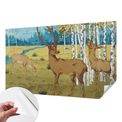 Removable wall mural featuring a forest harmony design