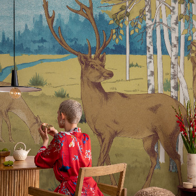 Removable wall mural featuring a forest harmony design