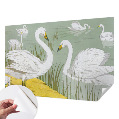 Stick-on wall mural with a Swan Lake design