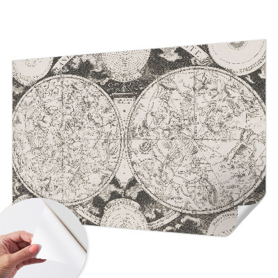 Removable wall mural wallpaper with a star map design