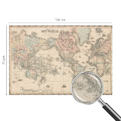 Peel and stick wall mural for kids' room with a historical map design