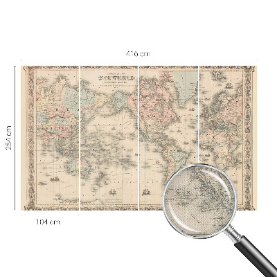 Peel and stick wall mural for kids' room with a historical map design