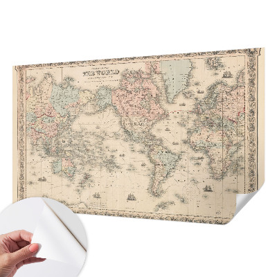 Peel and stick wall mural for kids' room with a historical map design
