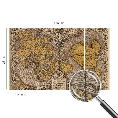 3D Wall Mural with a historical cartography motif