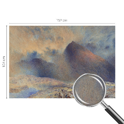 Peel-and-stick wall mural with a mountain landscape suitable for a bedroom