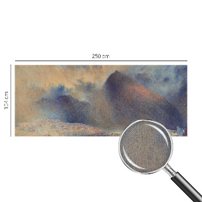 Peel-and-stick wall mural with a mountain landscape suitable for a bedroom