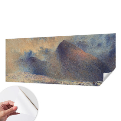 Peel-and-stick wall mural with a mountain landscape suitable for a bedroom