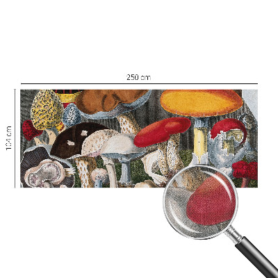 Nursery wall mural with a botanical mushroom design