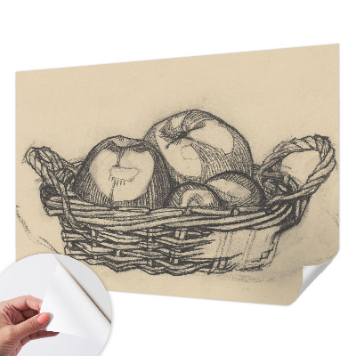 3D photo wallpaper mural with a fruit basket motif