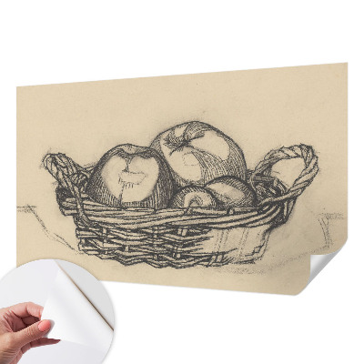 3D photo wallpaper mural with a fruit basket motif