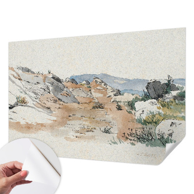 Removable wall mural featuring a rock landscape