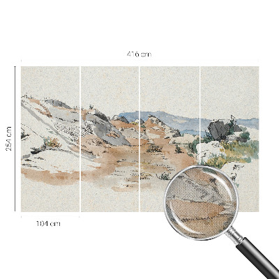 Removable wall mural featuring a rock landscape
