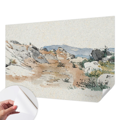 Removable wall mural featuring a rock landscape