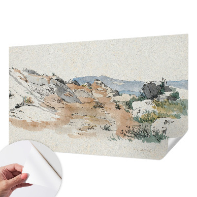 Removable wall mural featuring a rock landscape