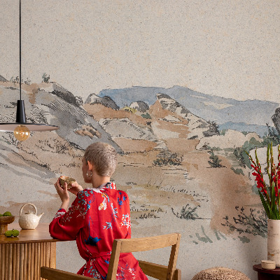 Removable wall mural featuring a rock landscape