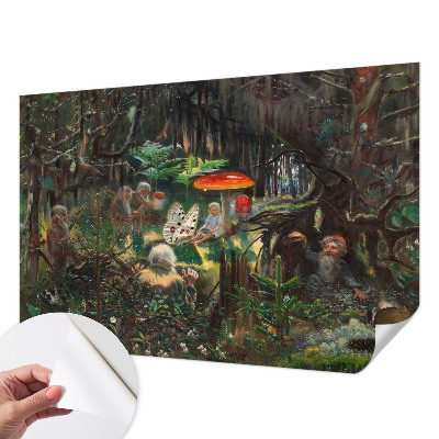 Self-adhesive wall mural with a fairytale forest design