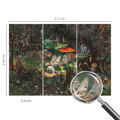 Self-adhesive wall mural with a fairytale forest design