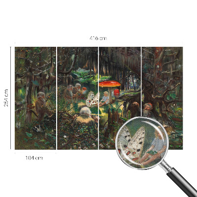 Self-adhesive wall mural with a fairytale forest design