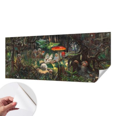 Self-adhesive wall mural with a fairytale forest design